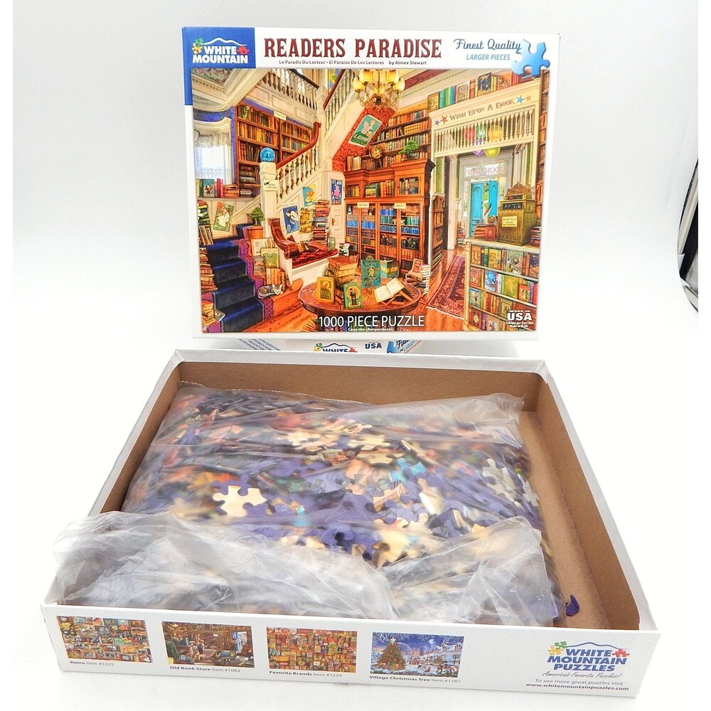 White Mountain READERS PARADISE  1000 Piece Jigsaw Puzzle 100% Complete #1244